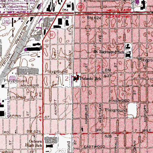Topographic Map of Pulaski School, MI