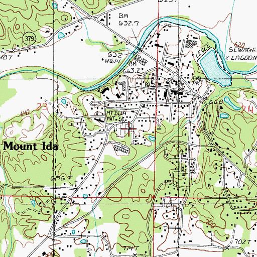 Topographic Map of Mount Ida First Baptist Church, AR
