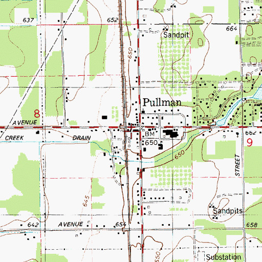 Topographic Map of Pullman, MI