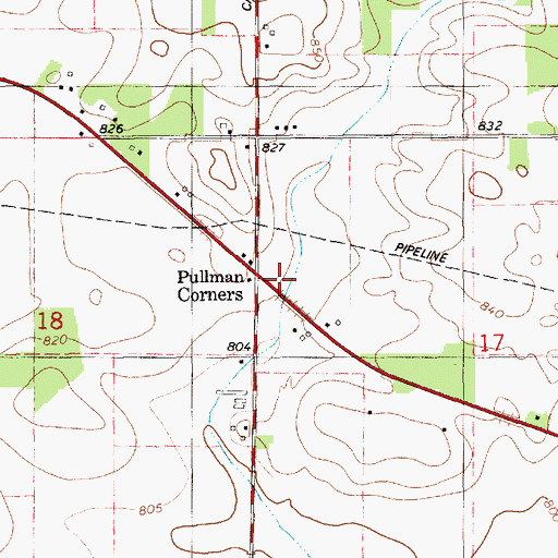 Topographic Map of Pullman Corners, MI