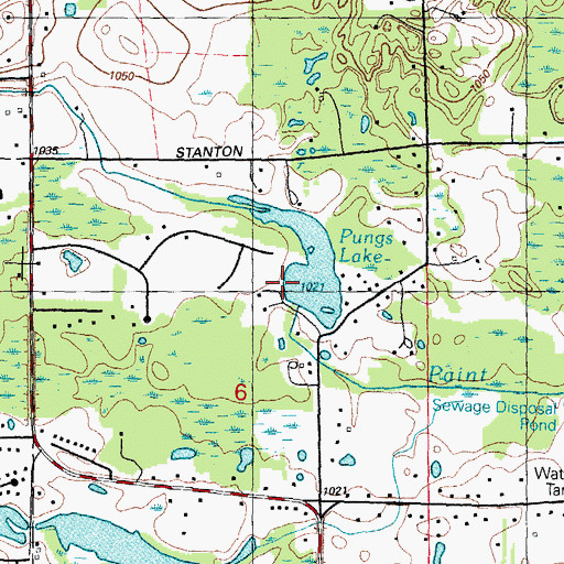 Topographic Map of Pungs Lake, MI