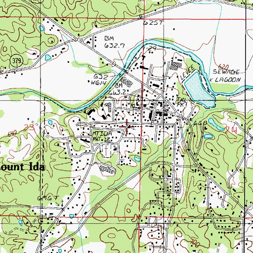 Topographic Map of Mount Ida First United Methodist Church, AR