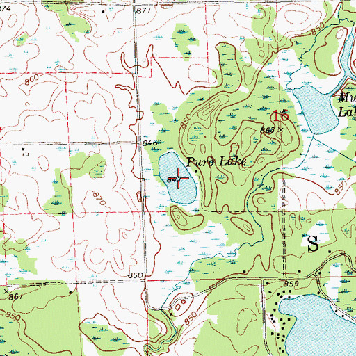 Topographic Map of Puro Lake, MI