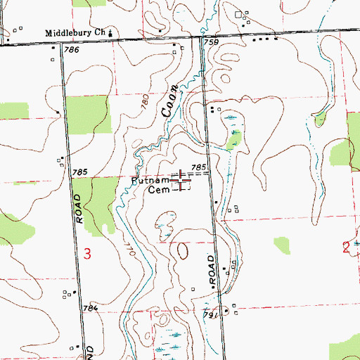 Topographic Map of Putnam Cemetery, MI