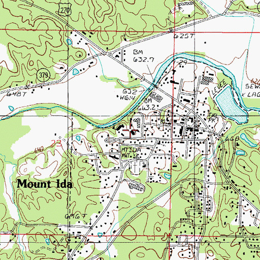 Topographic Map of Mount Ida High School, AR