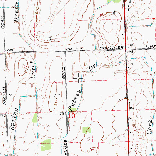 Topographic Map of Putney Drain, MI