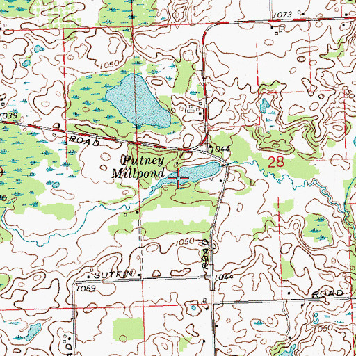 Topographic Map of Putney Millpond, MI