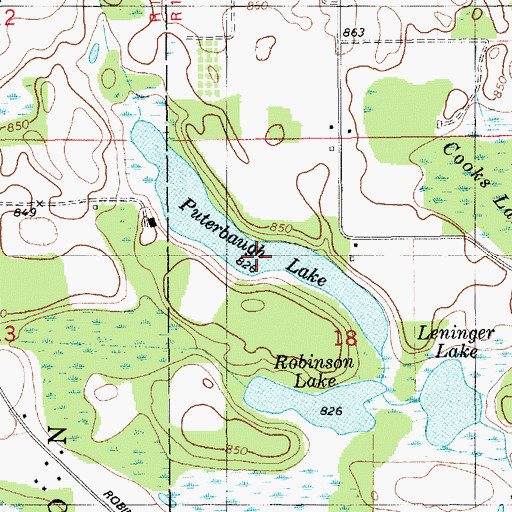 Topographic Map of Puterbaugh Lake, MI