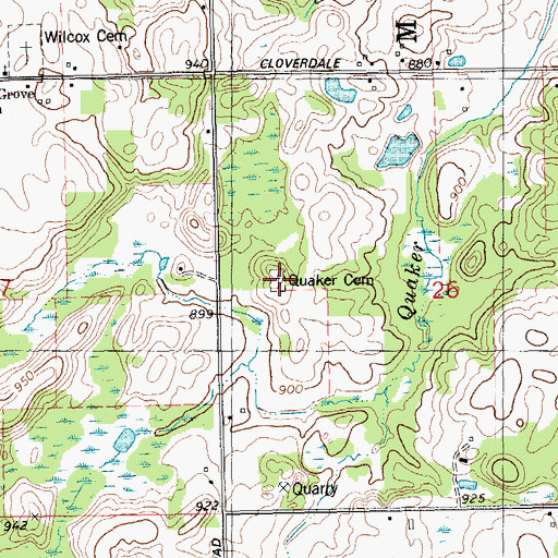 Topographic Map of Quaker Cemetery, MI