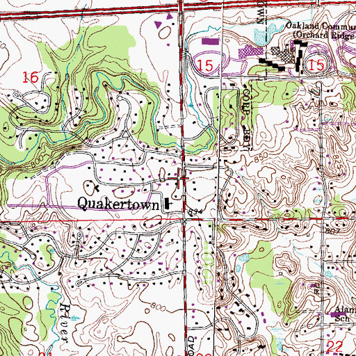 Topographic Map of Quakertown, MI