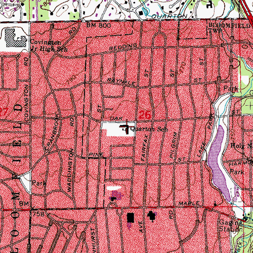 Topographic Map of Quarton School, MI