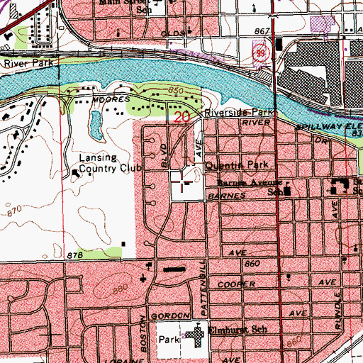 Topographic Map of Quentin Park, MI
