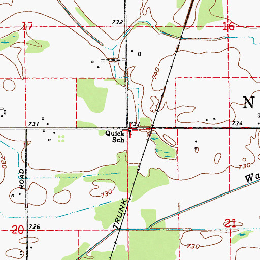 Topographic Map of Quick School, MI