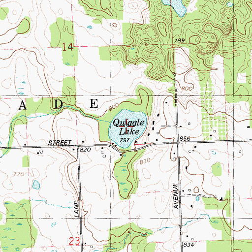 Topographic Map of Quiggle Lake, MI