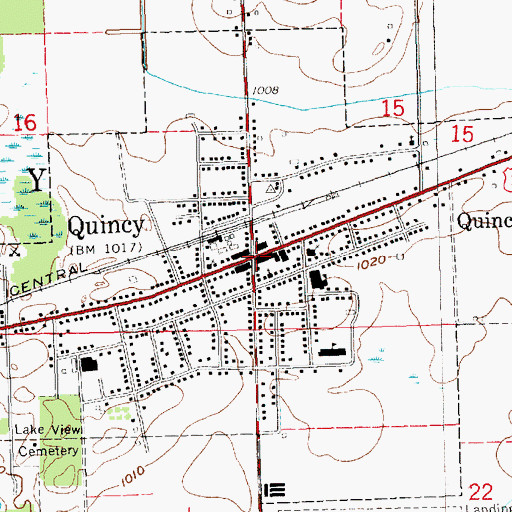 Topographic Map of Quincy, MI