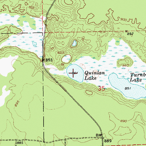 Topographic Map of Quinlan Lake, MI
