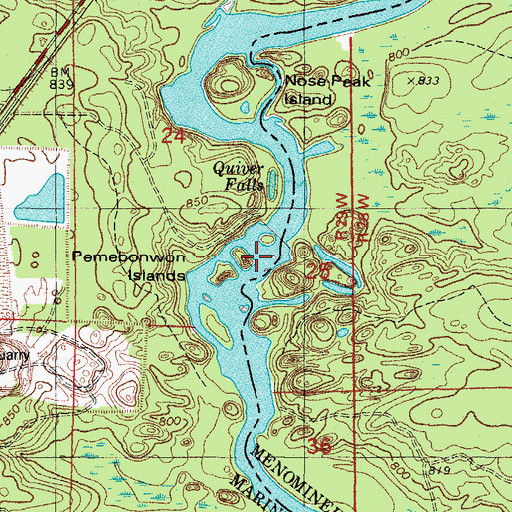 Topographic Map of Quiver Falls, WI