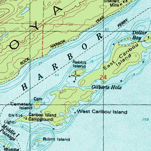 Topographic Map of Rabbit Island, MI