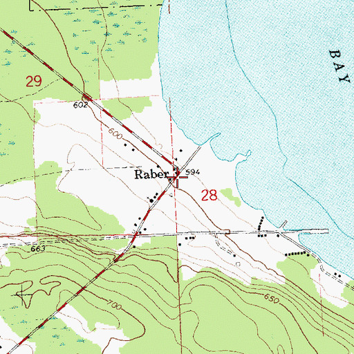 Topographic Map of Raber, MI