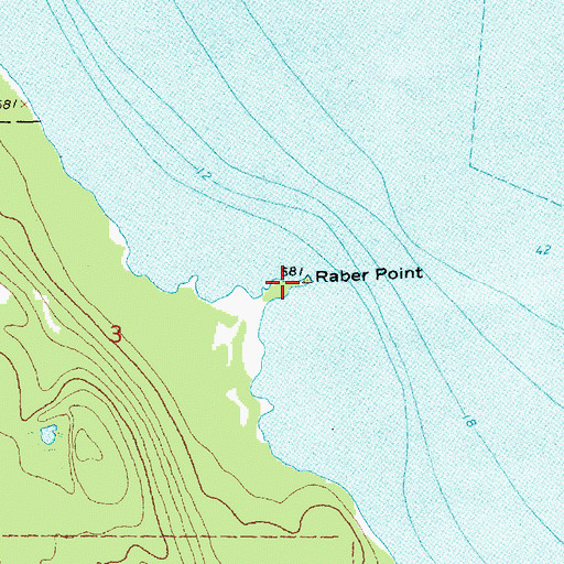 Topographic Map of Raber Point, MI
