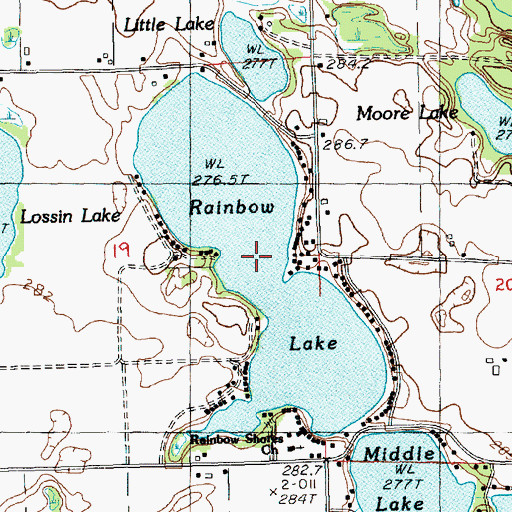 Topographic Map of Rainbow Lake, MI