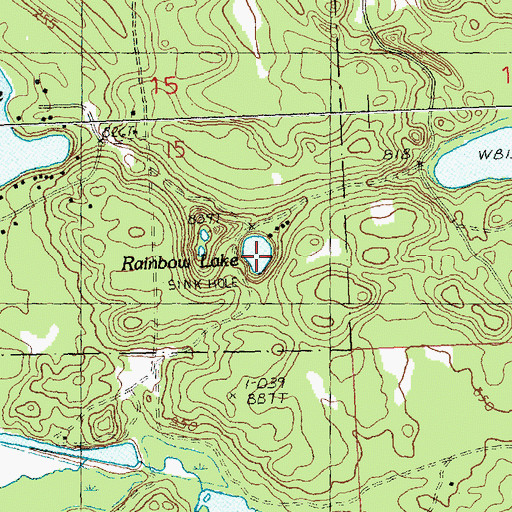 Topographic Map of Rainbow Lake, MI