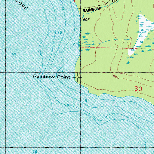 Topographic Map of Rainbow Point, MI