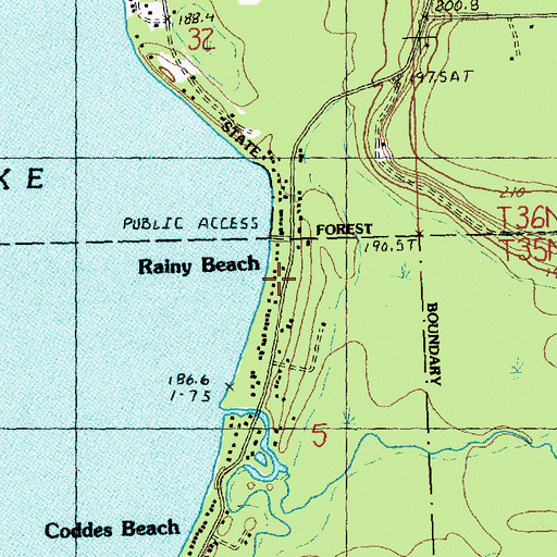 Topographic Map of Rainy Beach, MI