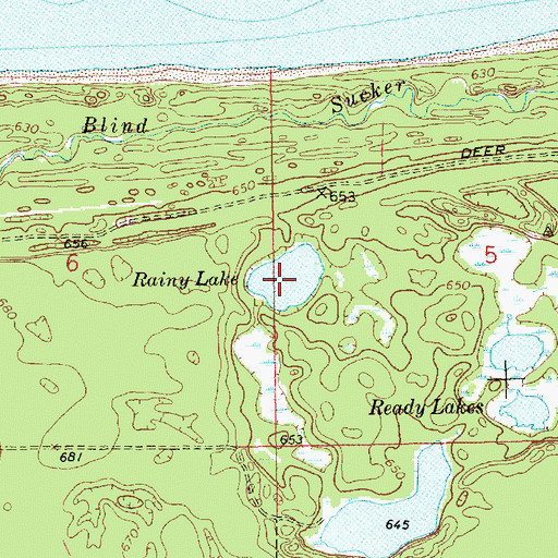 Topographic Map of Rainy Lake, MI