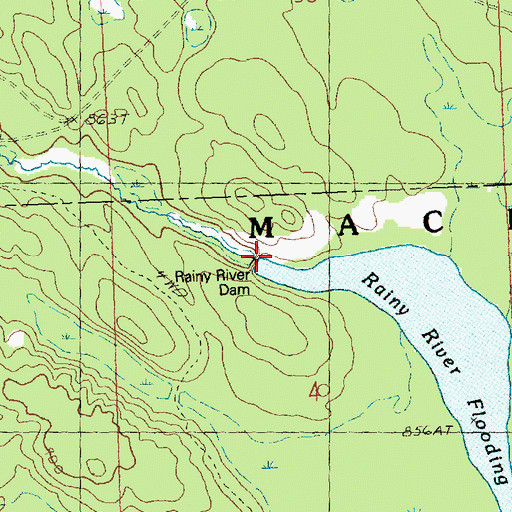 Topographic Map of Rainy River Dam, MI