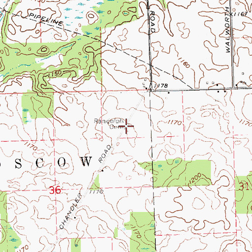 Topographic Map of Randolph Cemetery, MI