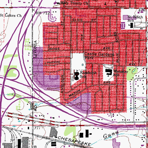 Topographic Map of Randolph School, MI