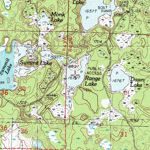 Topographic Map of Range Lake, MI