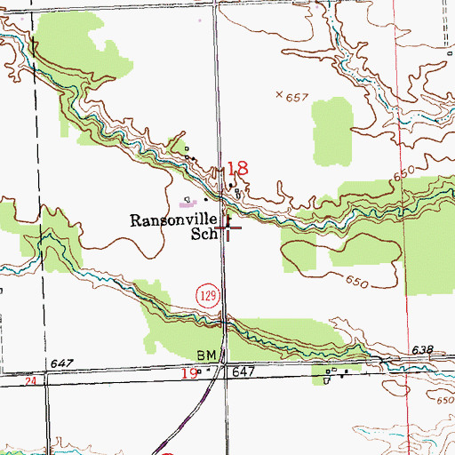 Topographic Map of Ransonville School, MI