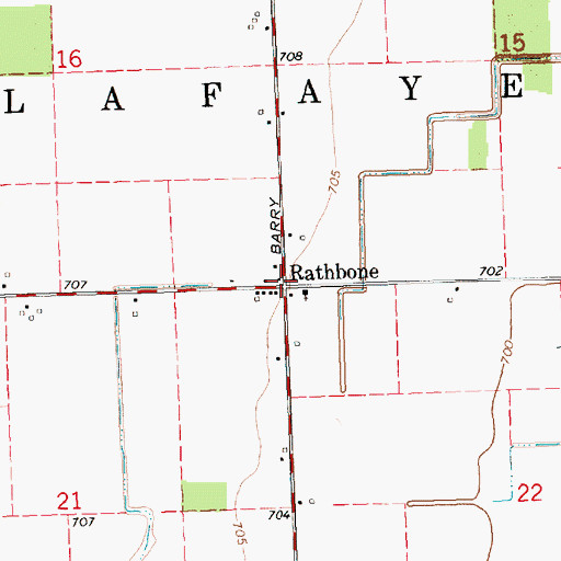 Topographic Map of Rathbone, MI