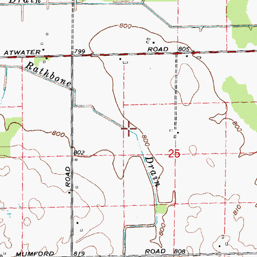 Topographic Map of Rathbone Drain, MI