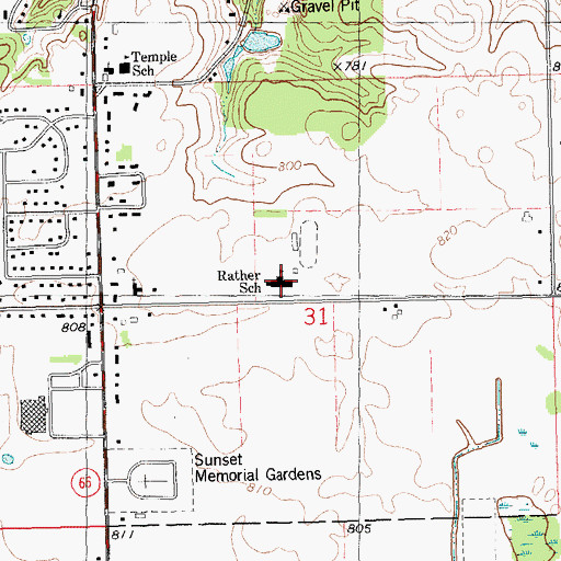 Topographic Map of Rather School, MI