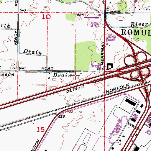 Topographic Map of Rawson Drain, MI