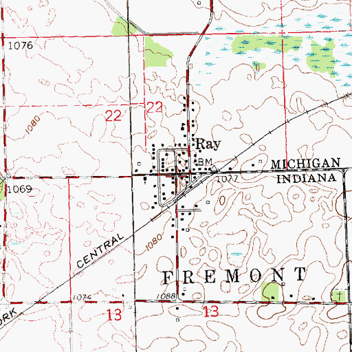 Topographic Map of Ray, MI