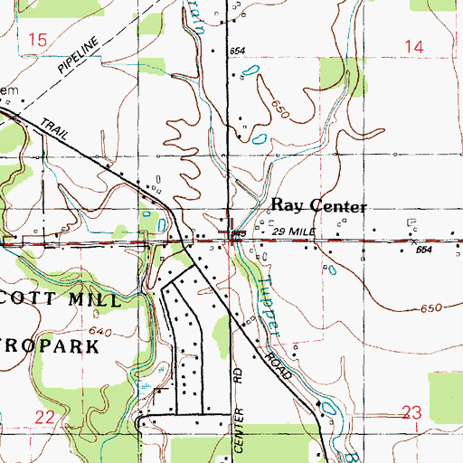 Topographic Map of Ray Center, MI