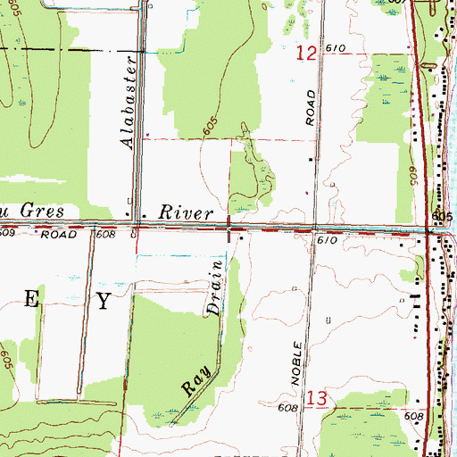 Topographic Map of Ray Drain, MI