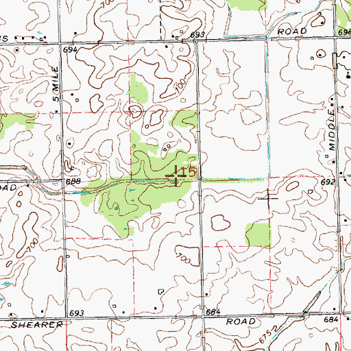 Topographic Map of Raymond Drain, MI