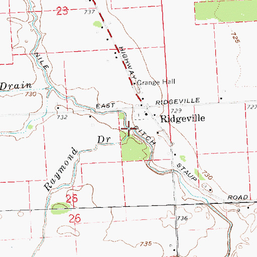 Topographic Map of Raymond Drain, MI