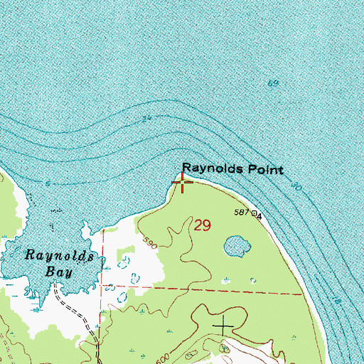 Topographic Map of Raynolds Point, MI