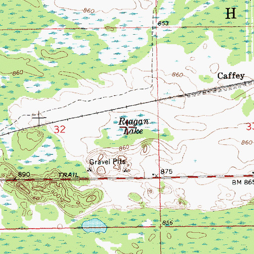 Topographic Map of Reagan Lake, MI