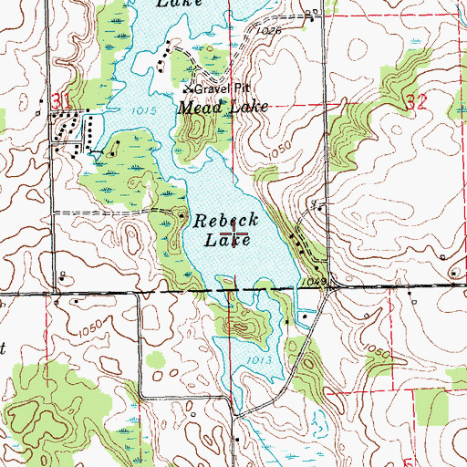 Topographic Map of Rebeck Lake, MI