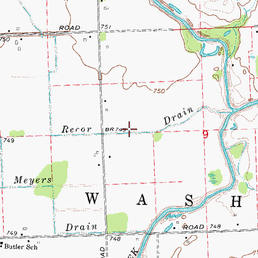 Topographic Map of Recor Drain, MI