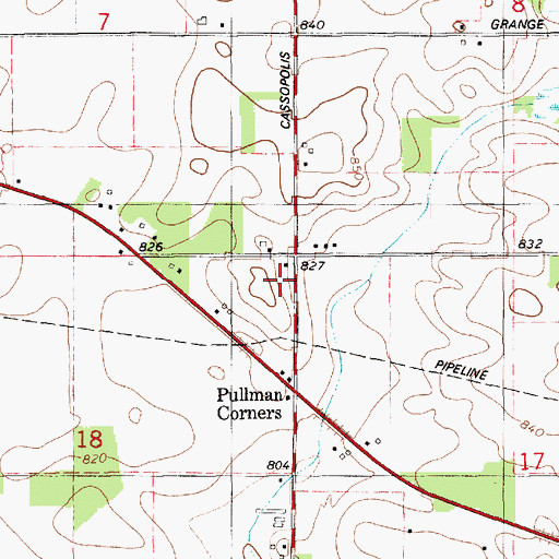 Topographic Map of Red Brick School, MI