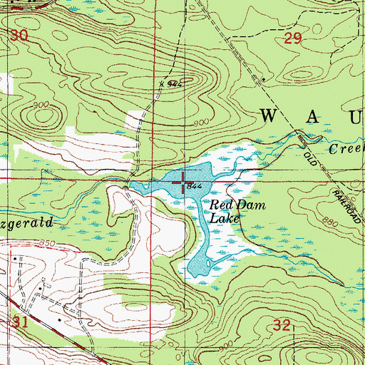 Topographic Map of Red Dam Lake, MI