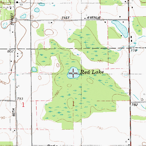 Topographic Map of Red Lake, MI